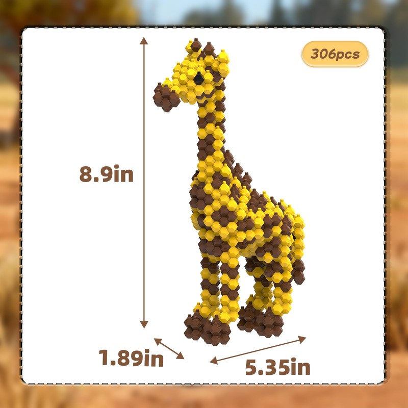 KADELE Giraffe Building Set 306PCS - Challenging Assembly Puzzle for