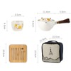 zaoalife 7pcs Ceramic Portable Travel Tea Set, 360° Rotating Lucky