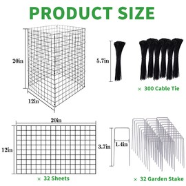 DECOHS 8 Packs Wire Plant Protectors from Animals- 20 x 12 Inch Heighten Square Garden Wire Plant Cages Mesh- Metal Garden Plant Cloche Protection Barricades for Protecting Plants Vegetables Flowers