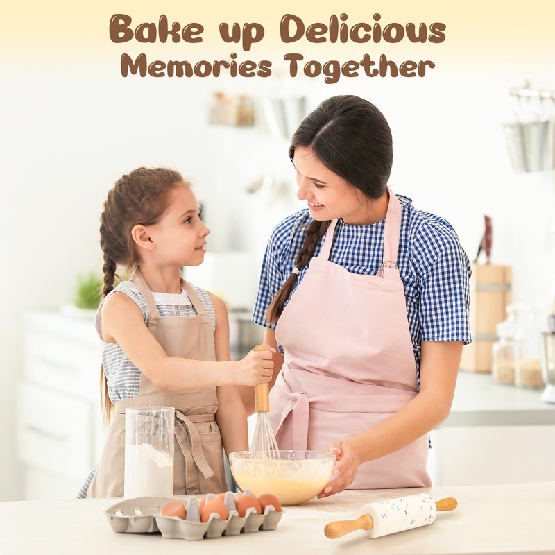 LUOLAO Wooden Kids Safe Knife and Kids Baking Set for