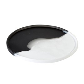 Santa Barbara Design Studio Serving Platter Round Resin Tray, 16" Diameter, Charcoal + White