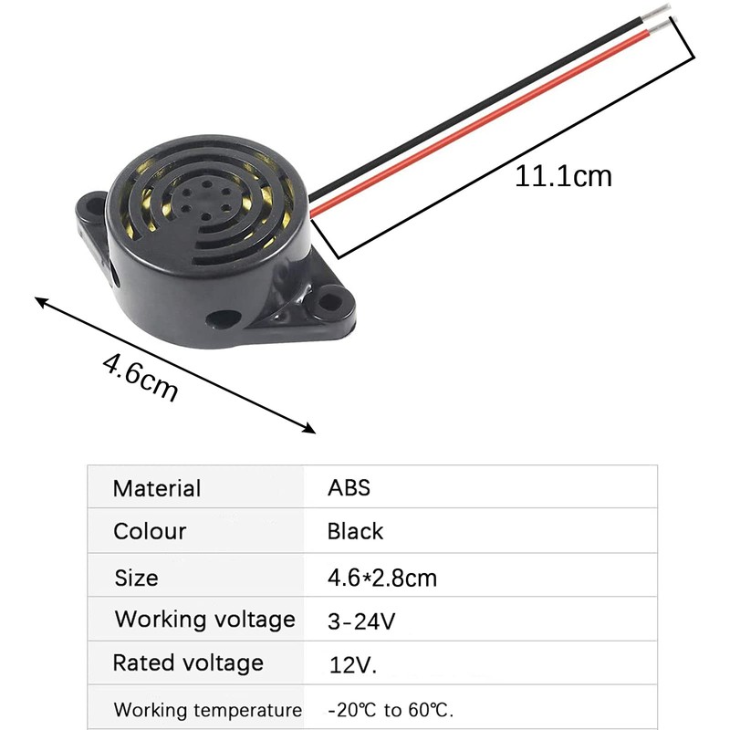 GZLCEU Piezo Buzzer, Continuous Tone, Electronic Buzzer, 3 V, 24