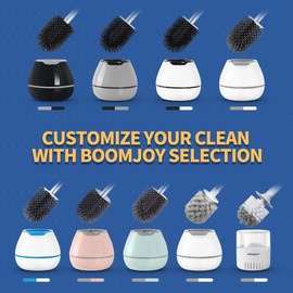 BOOMJOY - Escobilla de inodoro con soporte, cepillo para polvo de silicona para inodoro con pinzas para baño, RV, color gris