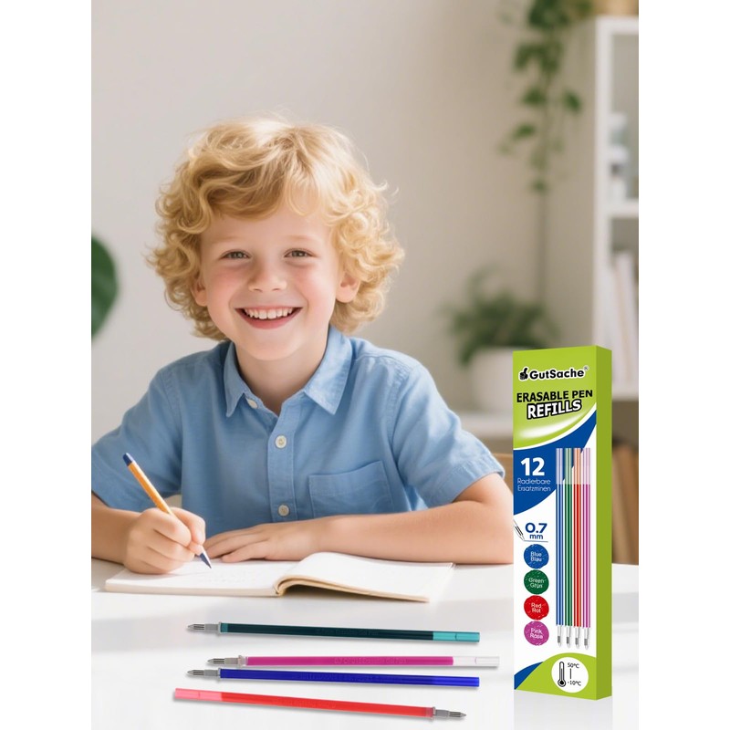 GutSache 12 x Erasable Refills [6 Blue, 2 Red, 2