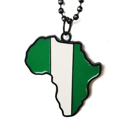 Dupsie's Nigerian Flag Pendant Necklace African Map Chain