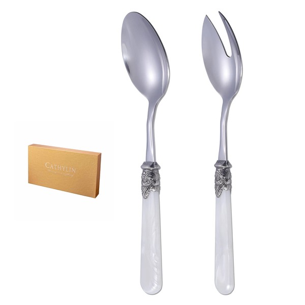 CATHYLIN Salad Servers Stainless Steel Salad Serving Set Salad Fork