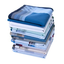 CoCoUSM Assorted Pack of Mens Woven Cotton Striped Handkerchiefs Hankies Pack of 12