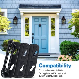 Enhon 3 Pack Screen Door Spring Strike Plate, Spring Loaded Screen and Storm Door Hardware Kit, Aluminum Painted, Applied for Most Rigid Interior Latch Systems(Black)