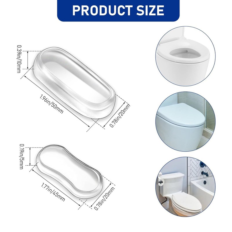 20PCS Toilet Lid Bumper Transparent Silicone Toilet Lid Bidet Replacement