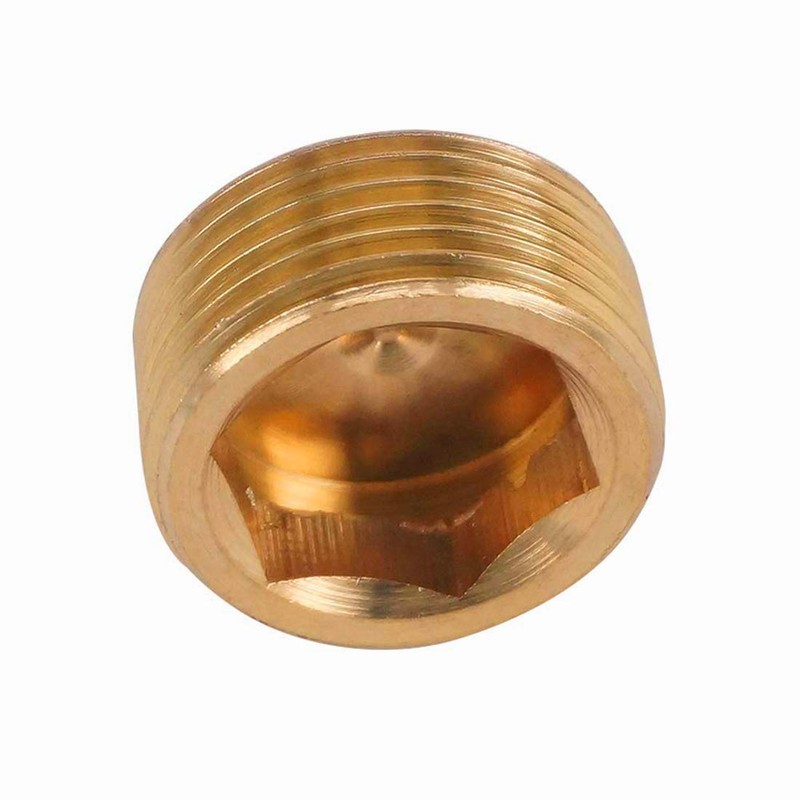 Quickun 3/8" npt Hex Plug Brass Pipe Fitting, Internal Hex