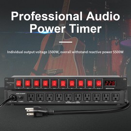 Depusheng U8 Power Sequencer Conditioner 10 Outlet - 15A 1800W AC power Rack Mount Switch Conditioner, Pro Audio Digital Power Supply Surge Protector For Home Electrical Appliance,Surge Protector