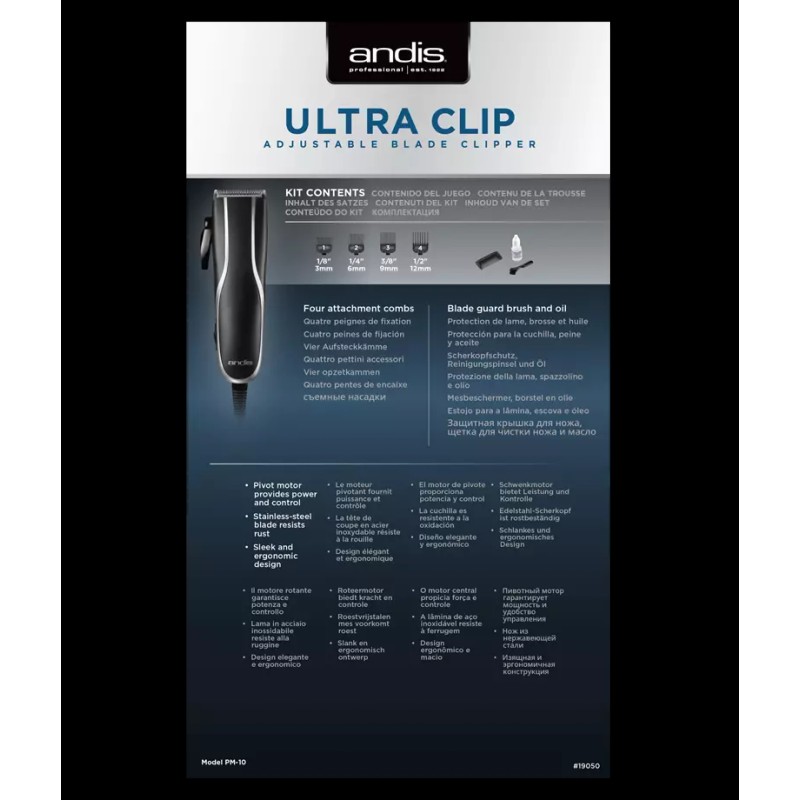 Andis Ultra Clip Adjustable Blade Clipper 10 pcs - 220