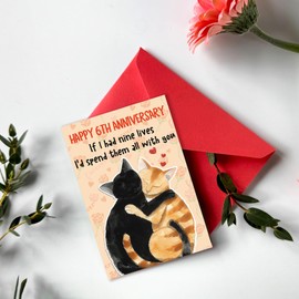 Beixian Funny 6th Anniversary Card for Women Men, Unique 6 Year Iron Anniversary Card Gifts for Him Her, Romantic 6th Weeding Card for Boyfriend Girlfriend Husband Wife