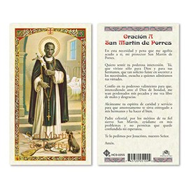 Oracion a San Martin de Porres Laminated Prayer Cards - Pack of 25- Espanol
