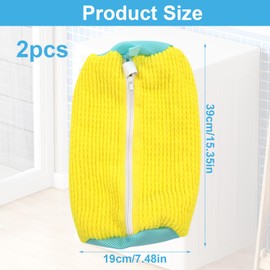 Shoes Wash Bag Trainers - Zip Design, Laundry Shoe Bag for Washing Machine, Protection for Shoes and Clothes, Perfect Cleaning Set for Sneakers (Yellow, Pack of 2)