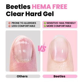 Beetles HEMA-Free Hard Gel for Nails-1.06oz 9 in 1 Jelly Pink UV/LED Lamp Cured Sculpting Stengthener Gel for Nail Extension & Nail Repair High Hardness for Manicurist Women