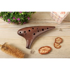 TNG Ocarina Musical Instrument [Single / 12 Holes / Soprano/C Tone / Red Soil / SC ] Premium Quality (with Exclusive Case) Ocarina Tube Blown Musical Instrument Purple Sand