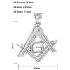 US Jewels Men's 925 Sterling Silver 35mm Masonic Pendant