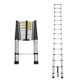 LANTRO JS Telescoping Extension Ladder 14.5FT, Aluminum Alloy Folding Ladder, Heavy Duty 300 lbs Load Collapsible Ladders Multi Purpose for Indoor Outdoor Work