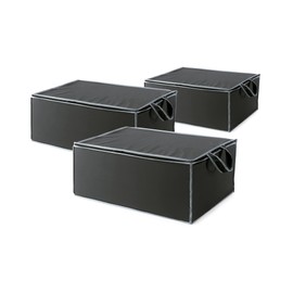 Compactor Set of 3 Clothes and Duvet Storage Bags with Zip, Foldable Organiser for Wardrobes and Cupboards, Dustproof and Waterproof Clothes Storage, Urban Range, Black