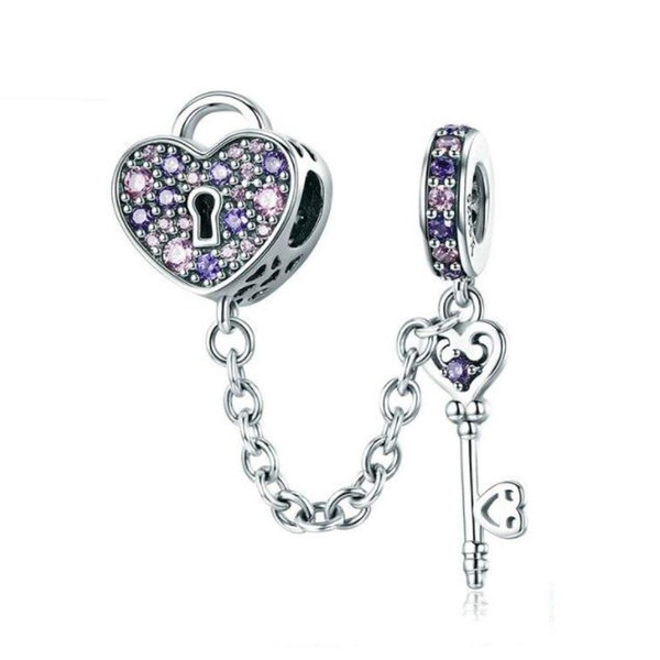 Love You Lock Key fit Pandoras Charms Bracelets 925 Sterling