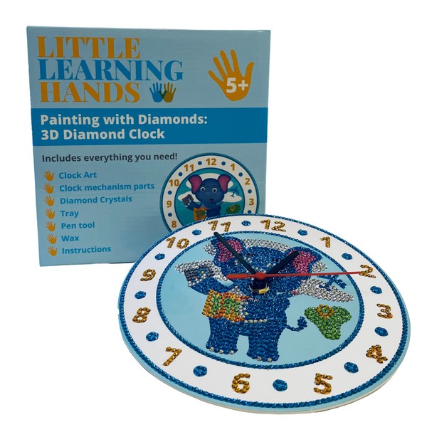 Little Learning Hands Elephant Diamond Painting Kit Elephant Clock| Elephant