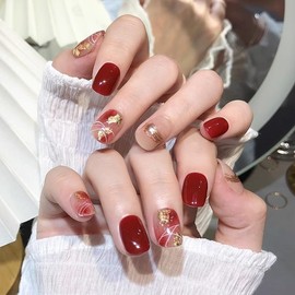 BIBII Nails Handmade Nail Tip, 3D Nails, Short Floral Pattern, Spring and Summer, Korea, Popular, Nail Tip, Short, 10 Pieces, Cat Eye Magnet, 100% Handmade Nails for Easy Installation, Reusable,