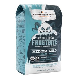 Fresh Roasted Coffee, Organic Frostbite Cold Brew | Mold & Myco 3rd Party Tested, USDA Organic, Kosher | Medium Roast | 2 lb Whole Bean
