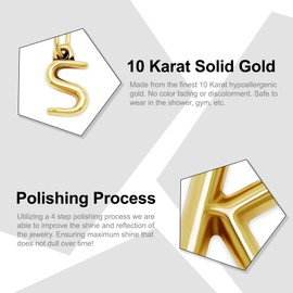 Gold Puffed Initial Letter Charm - 10 Karat Gold - 3D Bubble Letter Pendant - Initial Jewelry - Dainty Initial Pendant (Letter s)