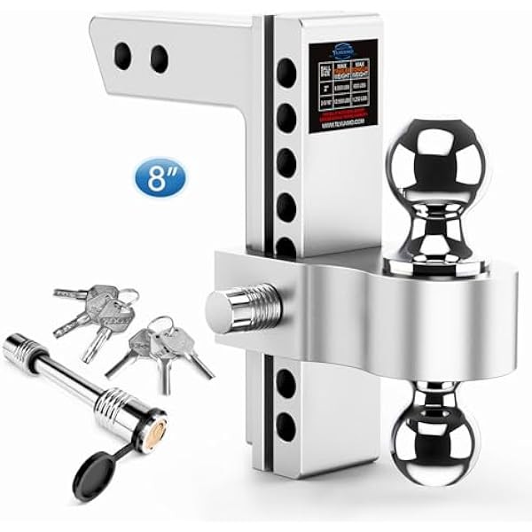 Adjustable Trailer Hitch, 8 Inch Drop Hitch Ball Mount (Fits