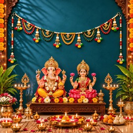 TIED RIBBONS 36 Inch Ganesha Toran for Door with 2 Side Latkans for Entrance, Navratri | Indian Puja Decorations | Wall Hanging Toran Bandhanwar for Diwali Decorations for Home