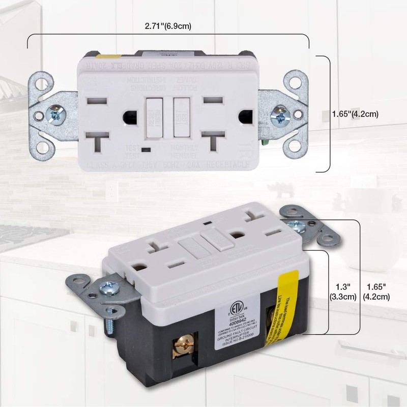 Eastman Tamper Resistant Self-Test Slim GFCI Outlet with LED Indicator