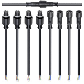 wecan 3 Pin Waterproof Wire Connector Kit, 20 AWG 28cm Male Female Connectors with Tin Plated Joint for Waterproof Wires Plug DIY (4 set black)