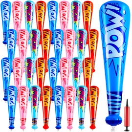 32 Pieces Pow Inflatable Baseball Bats 20 Inch Inflatable Toy Bat for Kids Baseball Party Decorations Favors Carnival Birthday Party Supplies Prizes Sports Theme Party Toys, 4 Colors