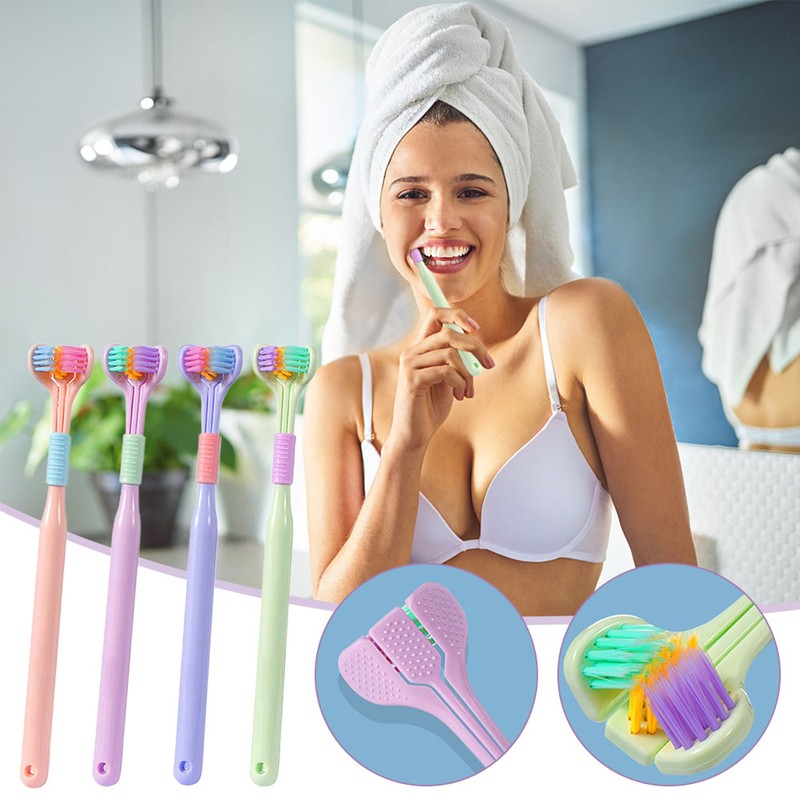 Pack of 2 3 4 Three Sided Toothbrushes Soft Bristle