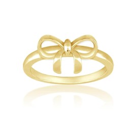 Sterling Silver Gold-Plated Bow Ring (Size 9) Available in Sizes 5-6 - 7-8 - 9-10