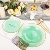 Rubtlamp Plastic Green Plates,Green Party Plates, Disposable Green Plates, Clear