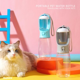 AVELORA Dog Water Bottle,Portable Pet Water Bottle with Food Container,Outdoor Portable Water Dispenser for Cat,Puppy,Pets for Walking,Hiking,Travel,Puppy Essentials,Dog Stuff(19oz)