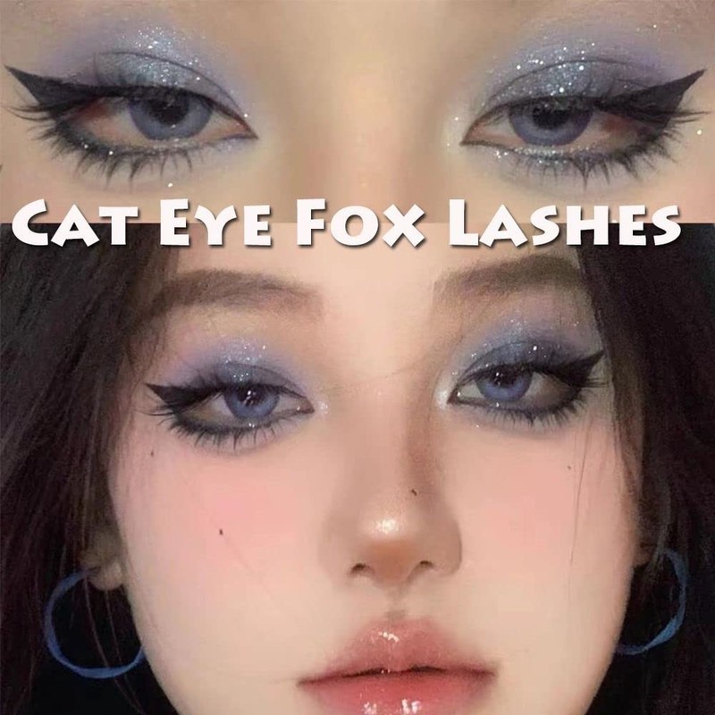 5 Pairs Cat Eyes Fox Eyelashes 3D Natural Look Transparent