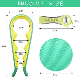 Hatende Jar Opener and Bottle Opener with Silicone Jar Gripper for Seniors, 5 in 1 Multi-function Can Opener Bottle Opener Set, Effortless Lid Opening for Weak Hands & Arthritis