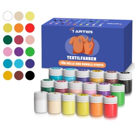 7 Artists Fabric Paints, Textile Paint, Machine Washable Set of 18 x 20 ml Textile Paint, Ideal for Fabric Paints, Washable Children Fabric Paints, Washable Textile Paint, Fabric Colour