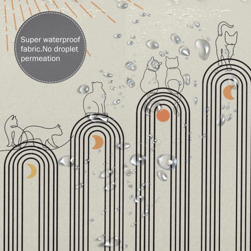 SCECALA Modern Funny Cat Shower Curtain, Mid Century Style, 72x72