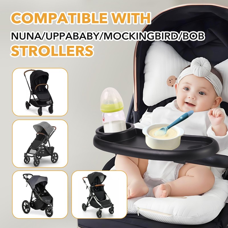 Snack Tray Compatible with Mockingbird,Nuna,Evenflo Stroller,Adjustable Stroller Snack Tray with