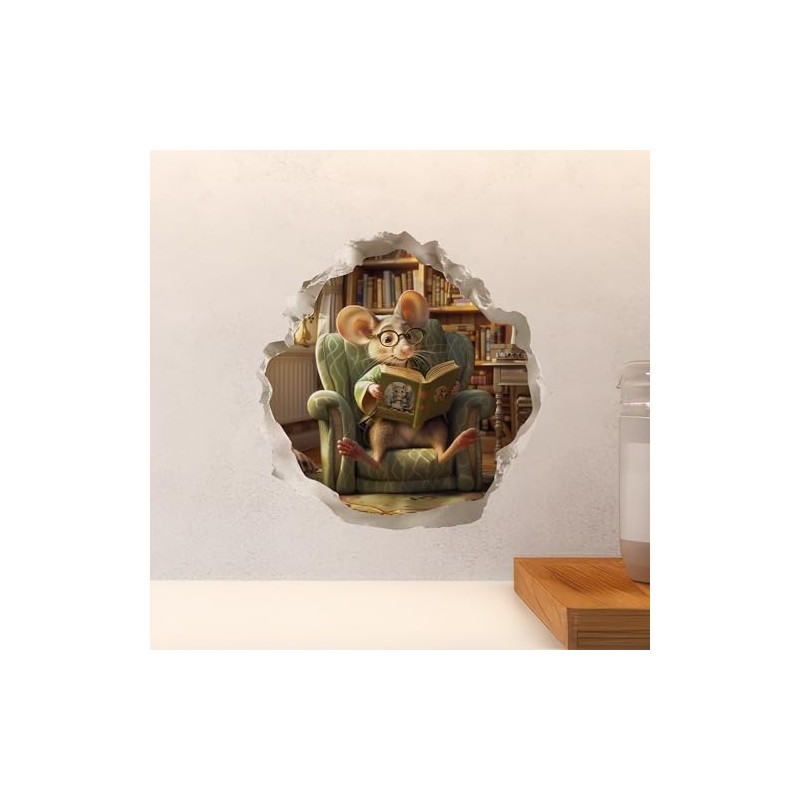Reading Mouse - Mouse Hole Wall Sticker