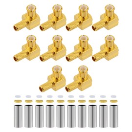Vecys 10 PCS MCX Male Right Angle Crimp Connectors 50 Ohm MCX Plug 90 Degree RF Coax Connector for RG174 RG316 RF Coaxial Cable