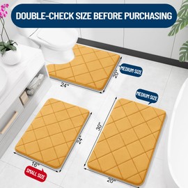 OLANLY Memory Foam Bath Mat 30x20, Ultra Soft and Absorbent Bathroom Mat, Machine Washable Bathroom Rugs, Comfortable, Thick Bath Rugs Carpet for Bathroom Floor, Tub and Shower, Yellow