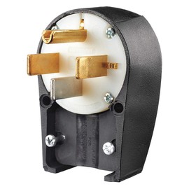 Bryant Electric 9452ANPB Angle Plug, Industrial Grade, Grounding, NEMA 14-50P, 125/250V, 50 Amp, Black/White