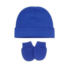 UTTPLL Mittens-Infant-Scratch-Newborn-Hospital Baby Hats and Mittens Sets for Boys Girls Knit Nursery Preemie Cotton Caps Cute Soft Beanie Hat No Scratch Gloves Royal Blue 0-6 Months
