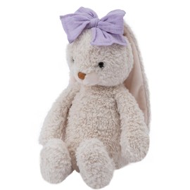CUDDLE CORNER Bunny Stuffed Animal Soft Rabbit Cuddly Toy 10'' Long - Eared Plush Bunny with Purple Bow Plush Toys for Babies and Toddlers