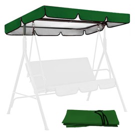 Swing Canopy Replacement Cover for Outdoor Patio Porch Swing Chair Waterproof 2/3 Seat Swing Canopy Replacement Top Sun Shade Garden Yard Park Furniture Canopy Cover (Green, 75”×52”×5.9”)